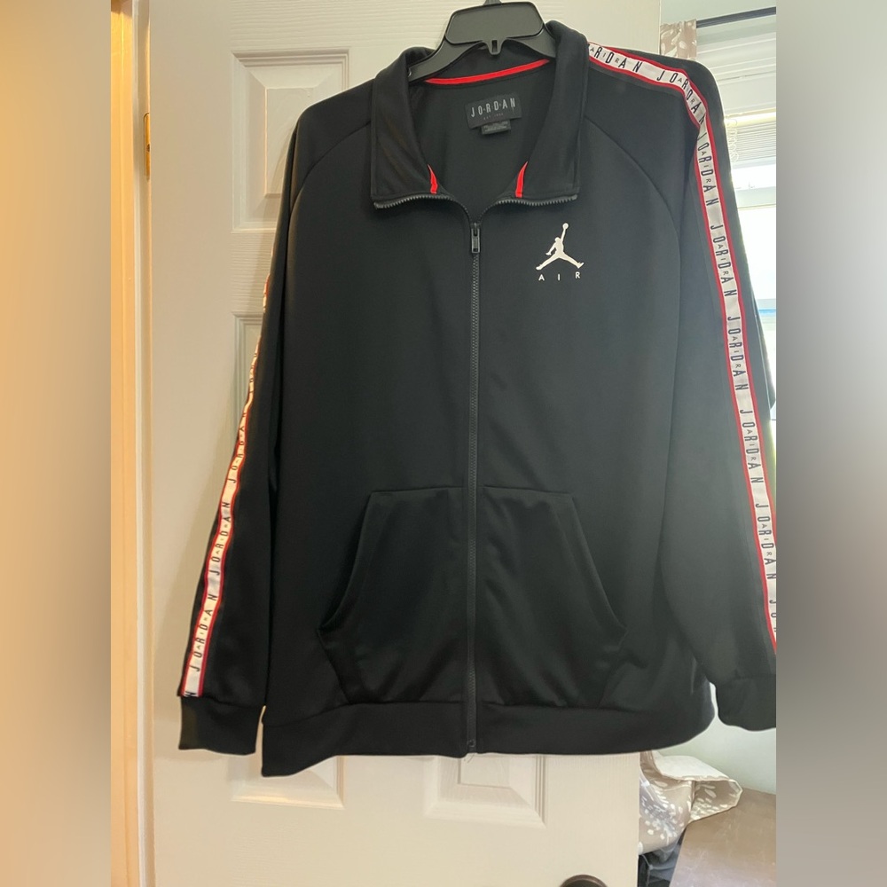 Jordan Men's Black Track Jacket with Red Trim